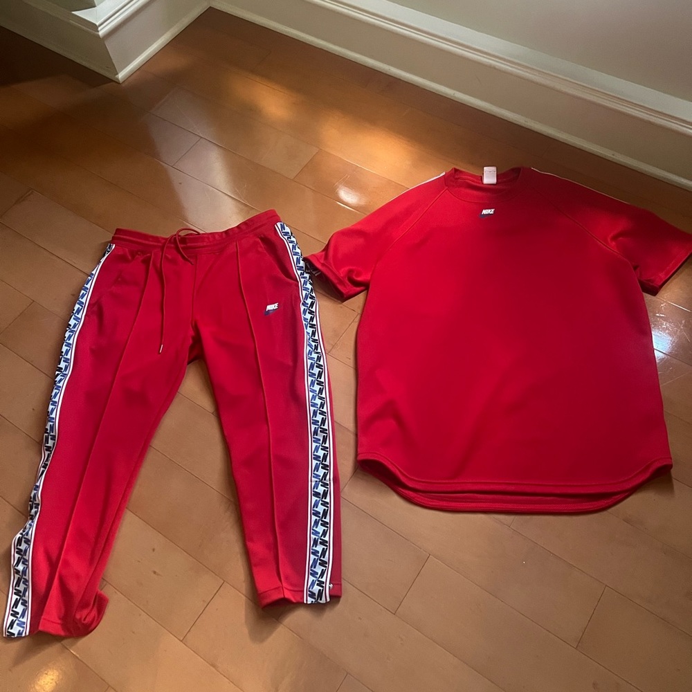 Nike Taped Track Pants Red/Blue Mens with matching shirt size XL
